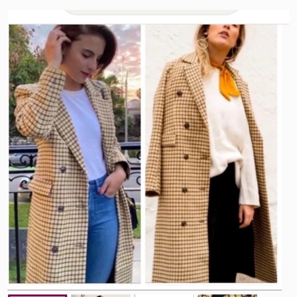 J.O.A. Plaid Double-Breasted Long Overcoat(NWT) - Picture 7 of 9